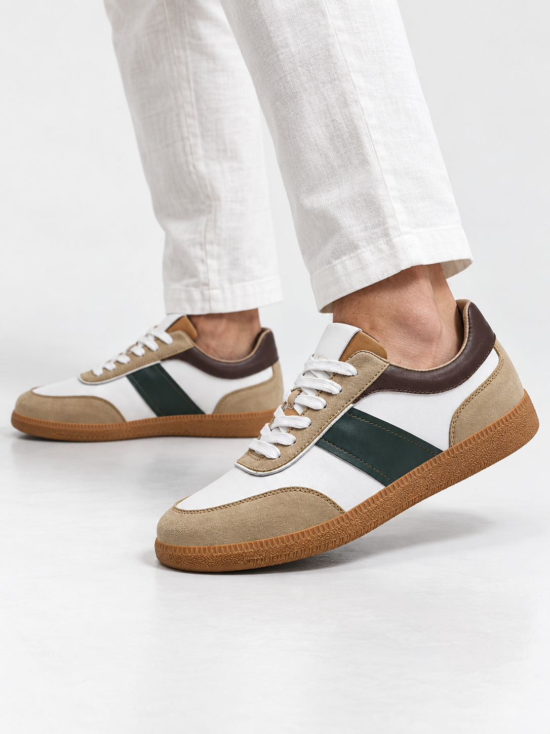 White & Forest Green Velaro Sneaker