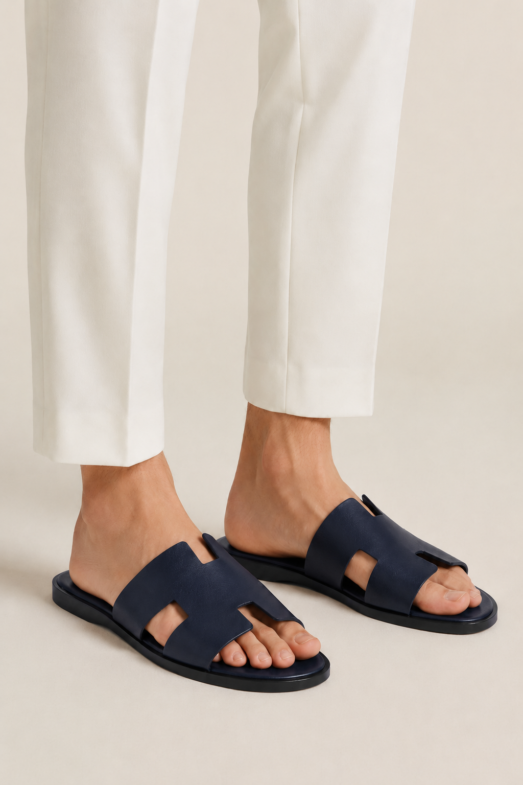 Como Leather Sandal Navy