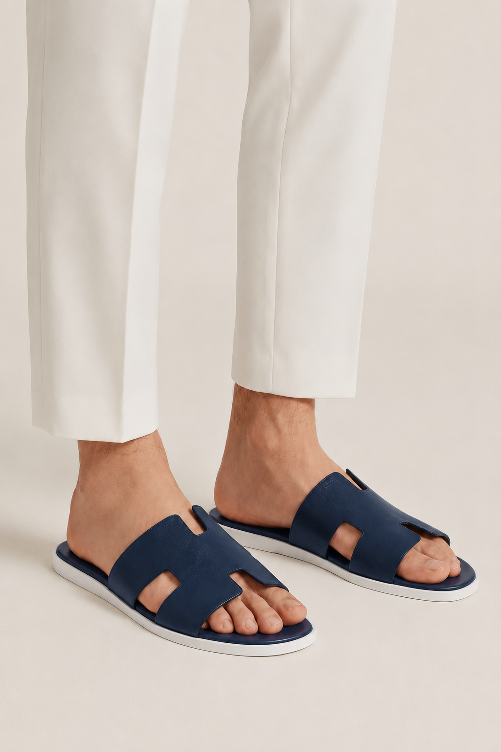 Santorini Leather Sandal Navy