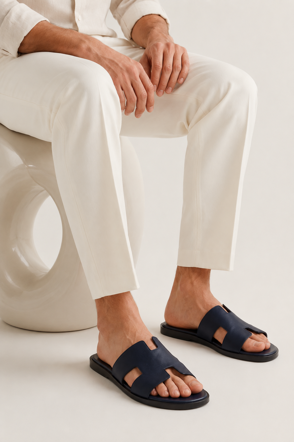 Como Leather Sandal Navy