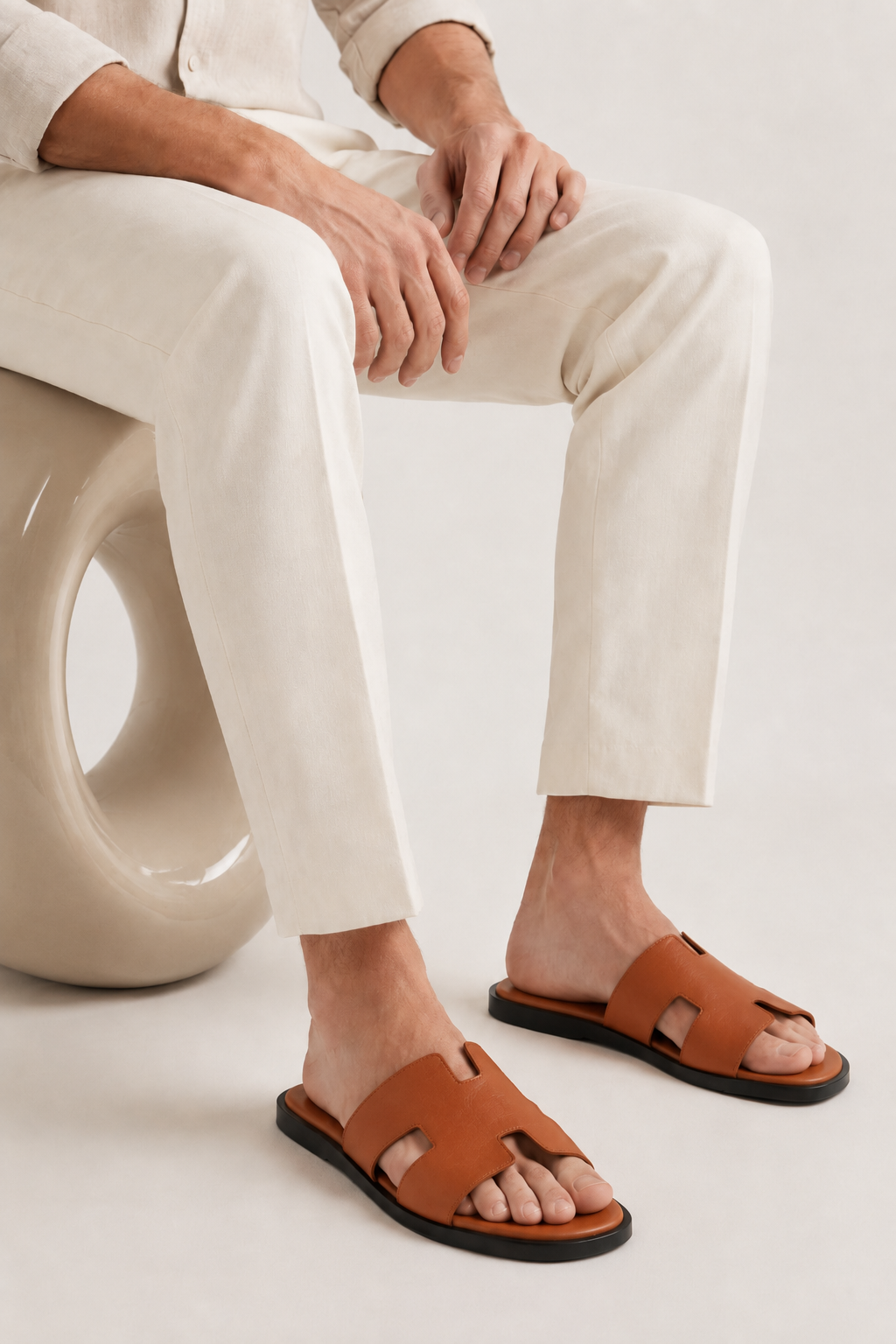Portofino Leather Sandal Cognac