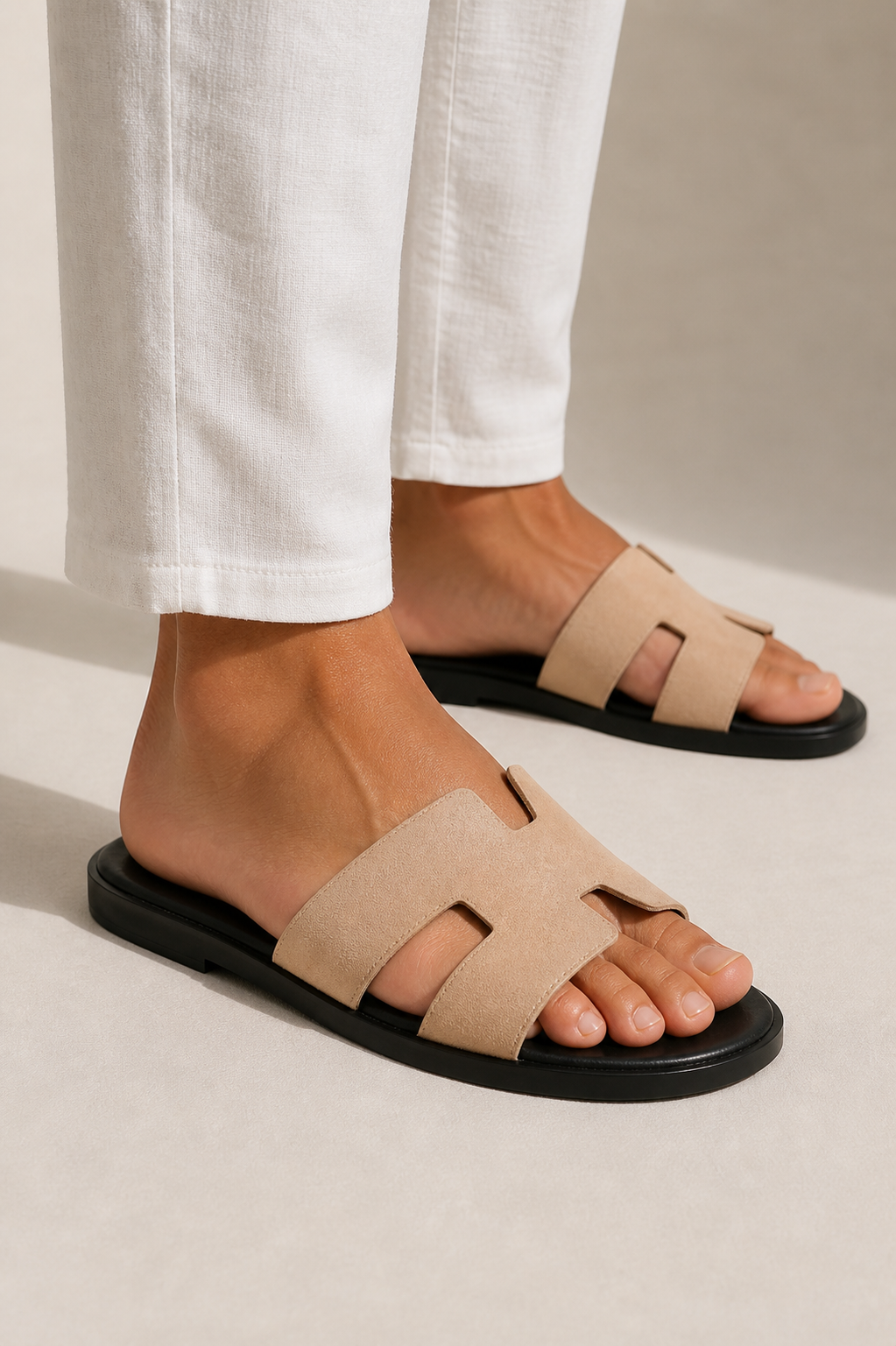 Coastal Suede Sandal Beige
