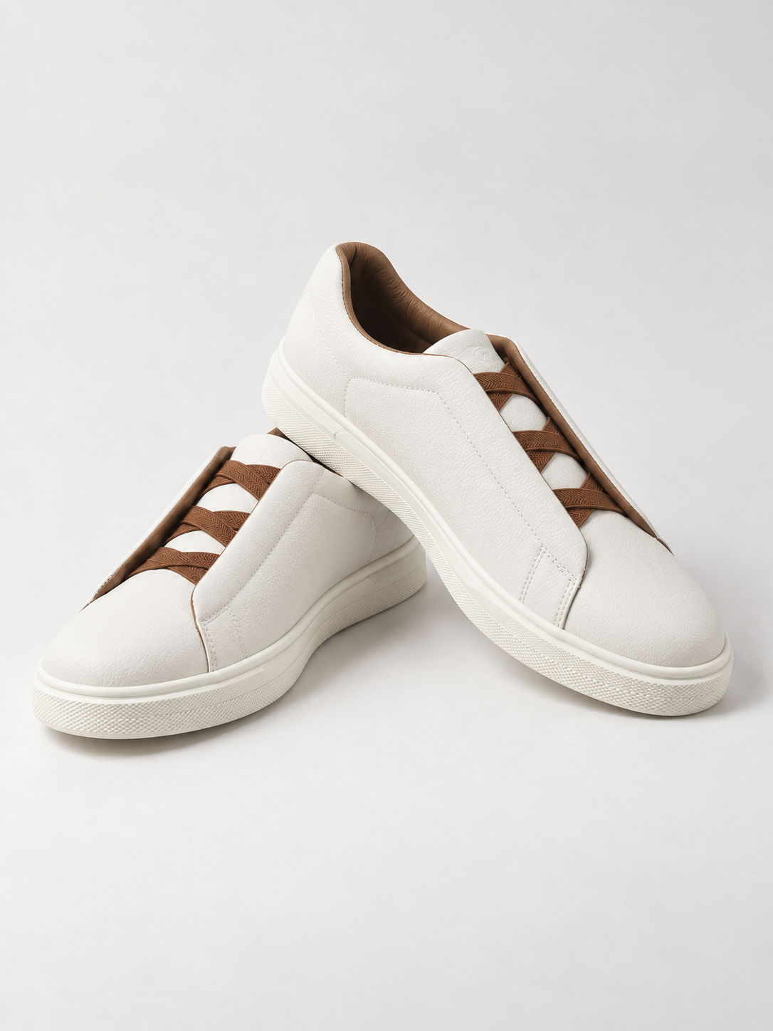 Ivory & Cognac Leather Avalor Sneaker