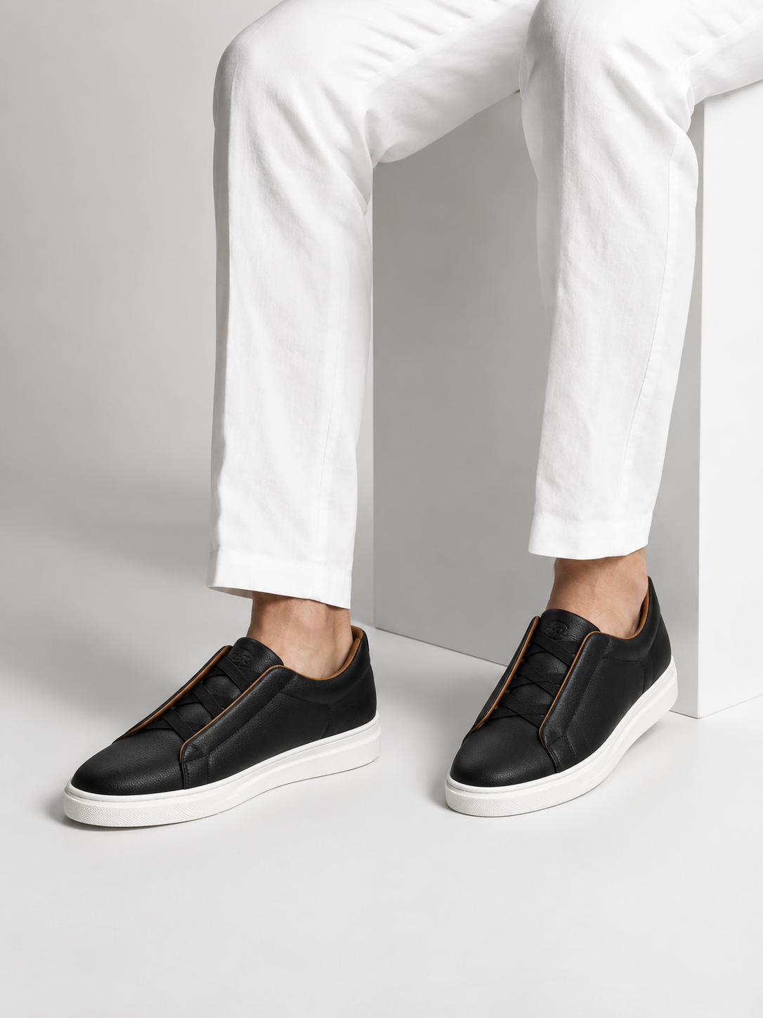 Black & Cognac Leather Avalor Sneaker