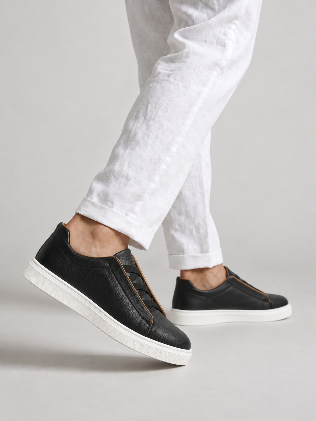 Black & Cognac Leather Avalor Sneaker