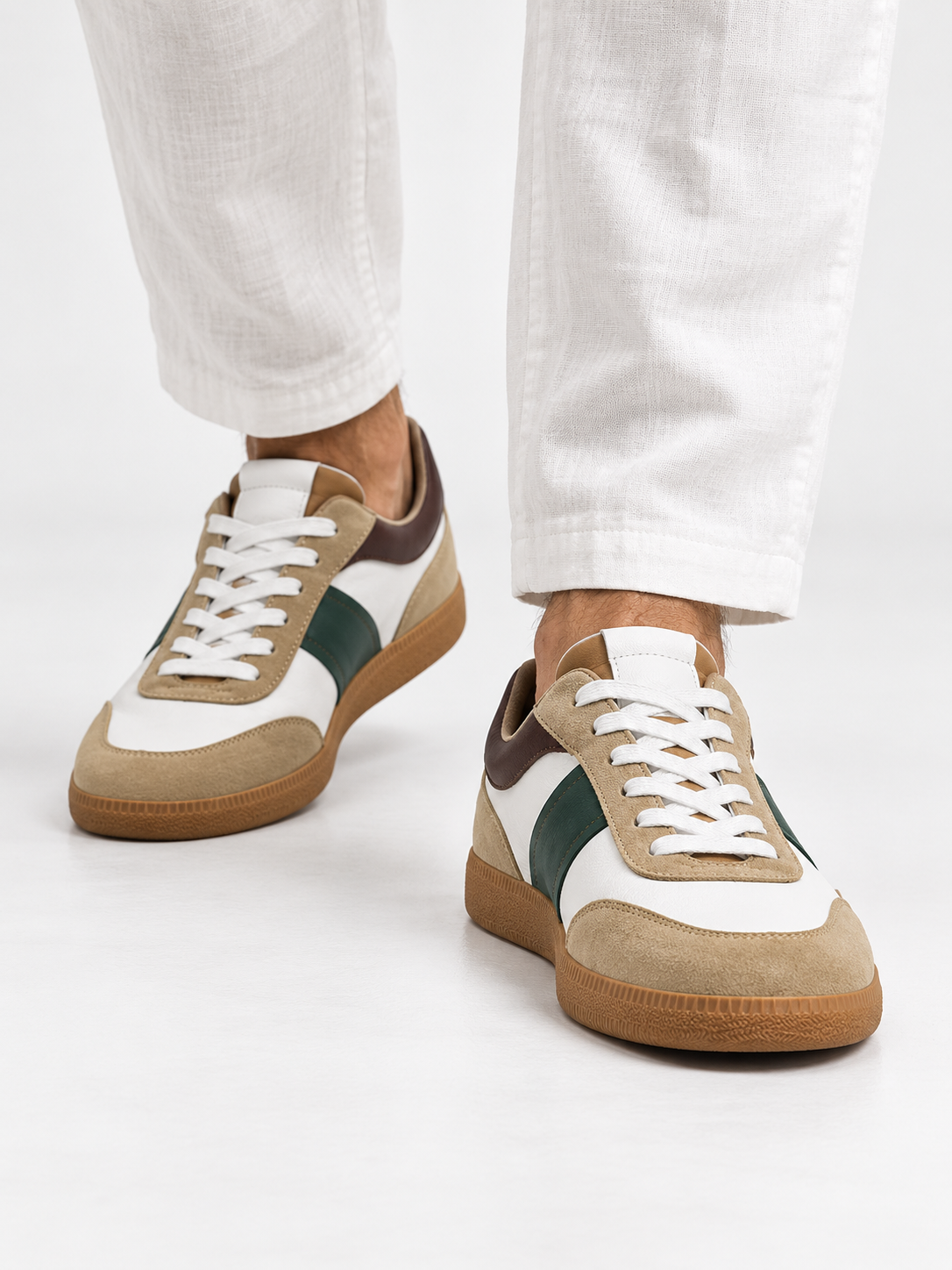 White & Forest Green Velaro Sneaker
