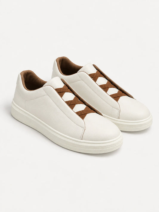 Ivory & Cognac Leather Avalor Sneaker